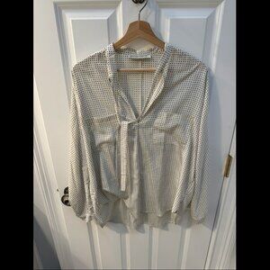 Abercrombie and Fitch Elegant White Polka Dot Blouse Size L